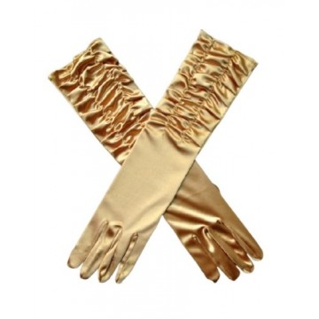 Gloves Fancy Long Satin - Gold
