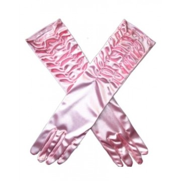 Gloves Fancy Long Satin - Pink