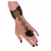 Steampunk black fabric bracelet with ring