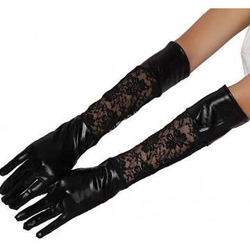 Gloves Leather Lace - Black