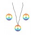 Rainbow Peace Sign Earrings & Necklace set
