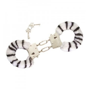 furry handcuff - zebra